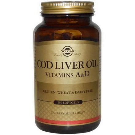 Solgar, Cod Liver Oil, Vitamin A&D, 250 Softgels