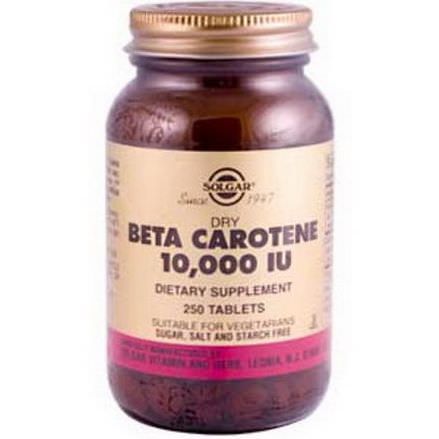 Solgar, Dry Beta Carotene, 10,000 IU, 250 Tablets