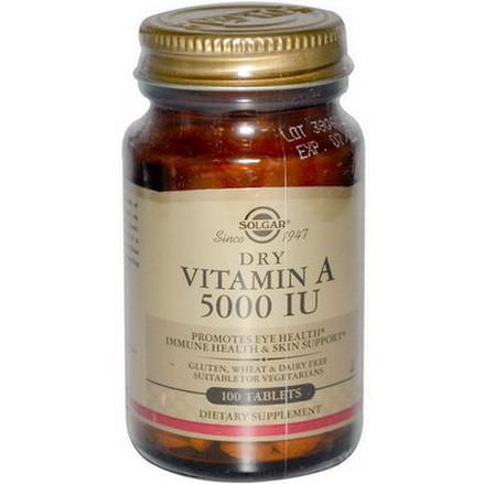 Solgar, Dry Vitamin A, 5000 IU, 100 Tablets