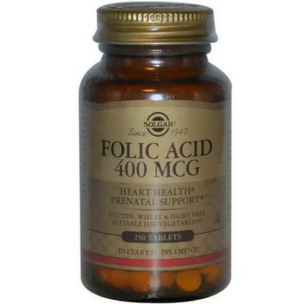 Solgar, Folic Acid, 400mcg, 250 Tablets
