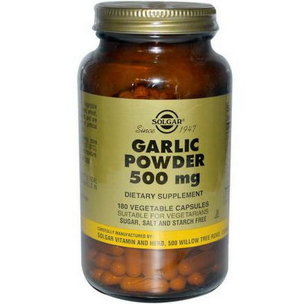 Solgar, Garlic Powder, 500mg, 180 Veggie Caps