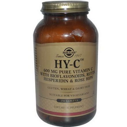 Solgar, HY-C, Vitamin C, with Bioflavonoids, Rutin, Hesperidin&Rose Hips, 250 Tablets