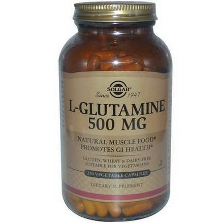 Solgar, L-Glutamine, 500 MG, 250 Veggie Caps