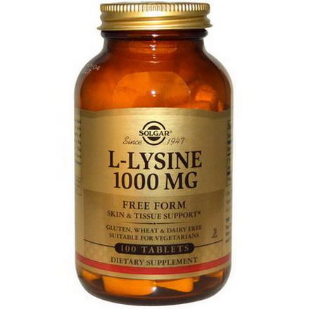 Solgar, L-Lysine, 1000mg, 100 Tablets