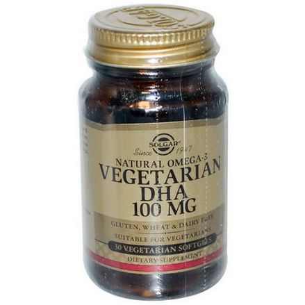 Solgar, Natural Omega-3, Vegetarian DHA, 100mg, 30 Veggie Softgels