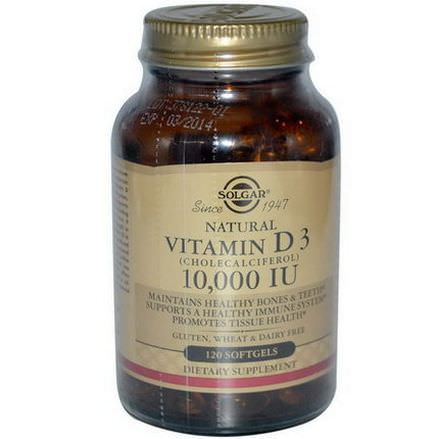 Solgar, Natural Vitamin D3, 10,000 IU, 120 Softgels