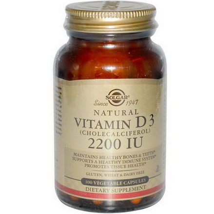 Solgar, Natural Vitamin D3, 2200 IU, 100 Veggie Caps