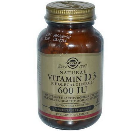 Solgar, Natural Vitamin D3, 600 IU, 120 Veggie Caps