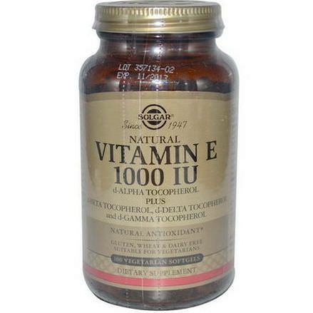Solgar, Natural Vitamin E, 1000 IU, 100 Veggie Softgels