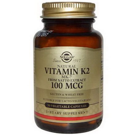 Solgar, Natural Vitamin K2, 100mcg, 50 Veggie Caps