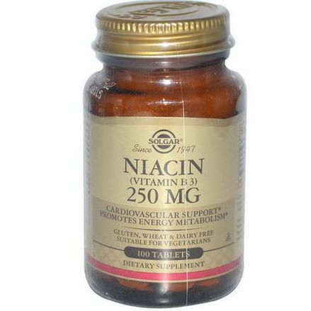 Solgar, Niacin, 250mg, 100 Tablets