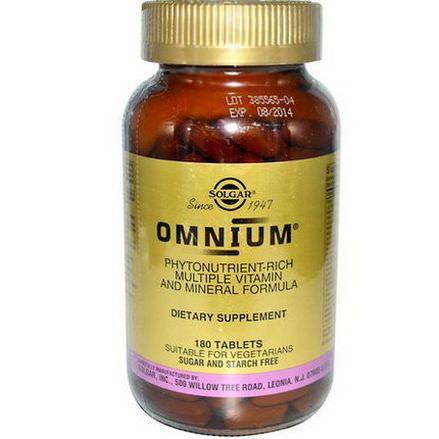 Solgar, Omnium, Phytonutrient-Rich Multiple Vitamin and Mineral Formula, 180 Tablets