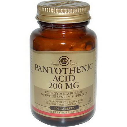Solgar, Pantothenic Acid, 200mg, 100 Tablets