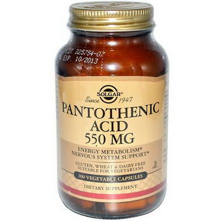 Solgar, Pantothenic Acid, 550mg, 100 Veggie Caps