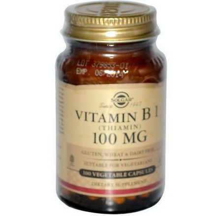 Solgar, Vitamin B1, 100mg, 100 Veggie Caps