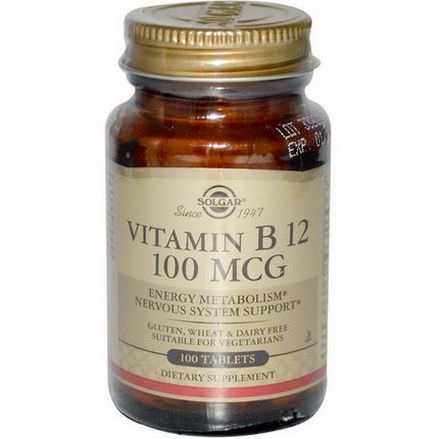 Solgar, Vitamin B12, 100mcg, 100 Tablets