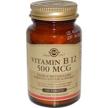 Solgar, Vitamin B12, 500mcg, 100 Tablets