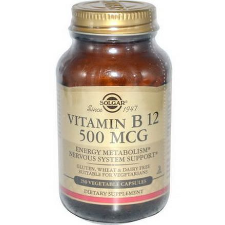 Solgar, Vitamin B12, 500mcg, 250 Veggie Caps