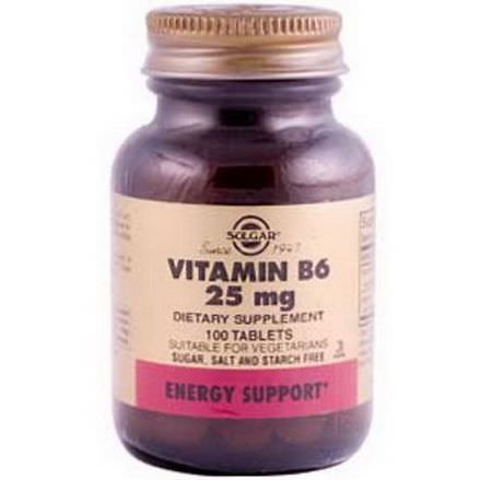 Solgar, Vitamin B6, 25mg, 100 Tablets