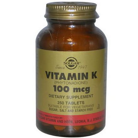 Solgar, Vitamin K, 100mcg, 250 Tablets
