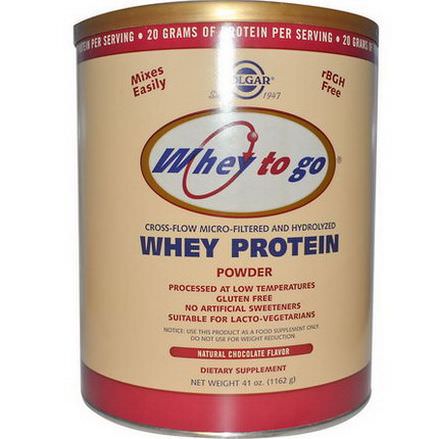 Solgar, Whey To Go, Whey Protein Powder, Natural Chocolate Flavor 1162g