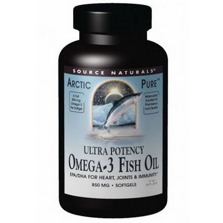 Source Naturals, Arctic Pure, Omega-3 Fish Oil, Ultra Potency, 850mg, 60 Softgels