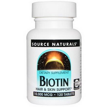 Source Naturals, Biotin, 10,000mcg, 120 Tablets