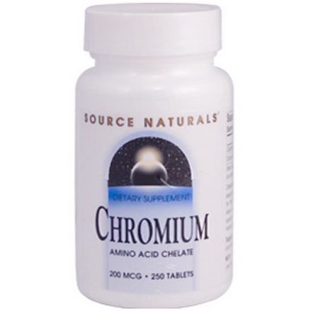 Source Naturals, Chromium, 200mcg, 250 Tablets