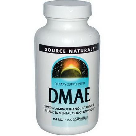 Source Naturals, DMAE, 351mg, 200 Capsules