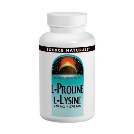 Source Naturals, L-Proline L-Lysine, 275mg / 275mg, 120 Tablets