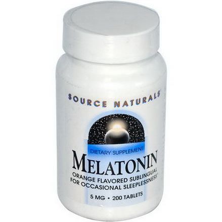 Source Naturals, Melatonin, Orange Flavored, 5mg, 200 Tablets