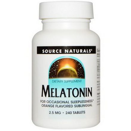 Source Naturals, Melatonin, Orange Flavored Sublingual, 2.5mg, 240 Tablets