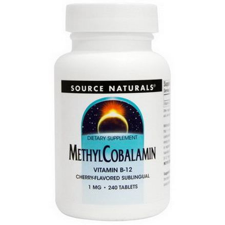 Source Naturals, MethylCobalamin, Cherry-Flavored Sublingual, 1mg, 240 Tablets