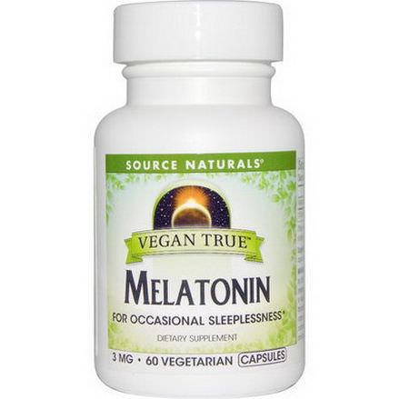 Source Naturals, Vegan True, Melatonin, 3mg, 60 Veggie Caps
