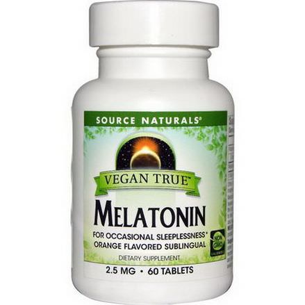 Source Naturals, Vegan True, Melatonin, Orange, 2.5mg, 60 Tablets