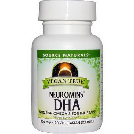 Source Naturals, Vegan True, Neuromins DHA, 200mg, 30 VeggieSoftgels