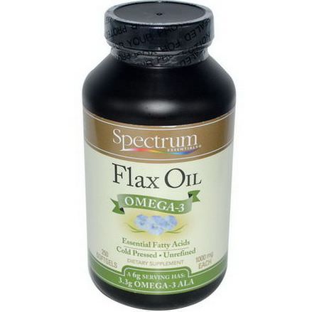 Spectrum Essentials, Flax Oil, Omega-3, 250 Softgels