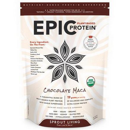 Sprout Living, Epic Protein, Chocolate Maca 454g