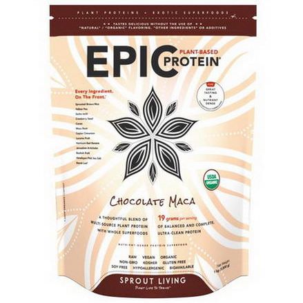 Sprout Living, Organic, Epic Protein, Chocolate Maca 1,000g