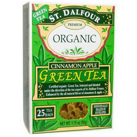 St. Dalfour, Green Tea, Cinnamon Apple, 25 Tea Bags 2g, Each