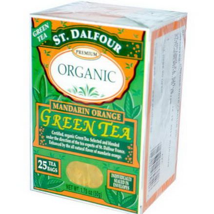 St. Dalfour, Organic, Green Tea, Mandarin Orange, 25 Tea Bags 50g