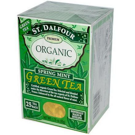 St. Dalfour, Organic, Spring Mint Green Tea, 25 Tea Bags 50g