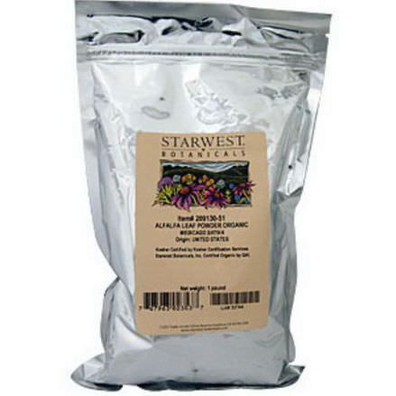 Starwest Botanicals, Alfalfa Leaf Powder, Organic, 1 lb