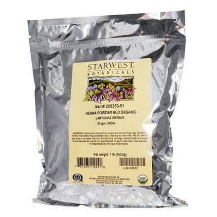 Starwest Botanicals, Organic Henna Powder, Red 453.6g