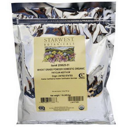 Starwest Botanicals, Organic Wheat Grass Powder Domestic 453.6g