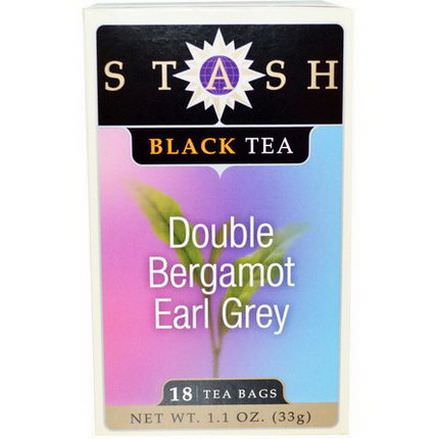 Stash Tea, Black Tea, Double Bergamot Earl Grey, 18 Tea Bags 33g