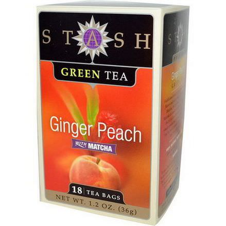 Stash Tea, Green Tea, Ginger Peach with Matcha, 18 Tea Bags 36g