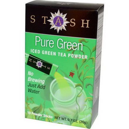 Stash Tea, Iced Green Tea Powder, Pure Green, 10 Powder Sticks 20g