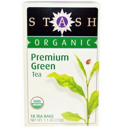 Stash Tea, Organic, Premium Green Tea, 18 Tea Bags 33g