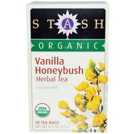 Stash Tea, Organic, Premium, Herbal Tea, Vanilla Honeybush, Caffeine Free, 18 Tea Bags 25g